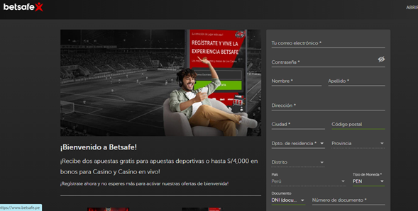 Regístrate en Betsafe